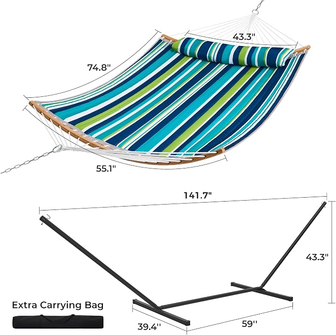 SUPERJARE Hammock with Stand, 2 Person Heavy Duty Hammock with Padded Cotton - Image 8