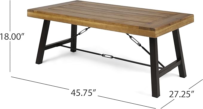 Christopher Knight Home Catriona Outdoor Acacia Wood Coffee Table, Teak Finish - Image 3