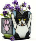 Stained Glass Black Cat Planter, Succulent Pot by Entlityful