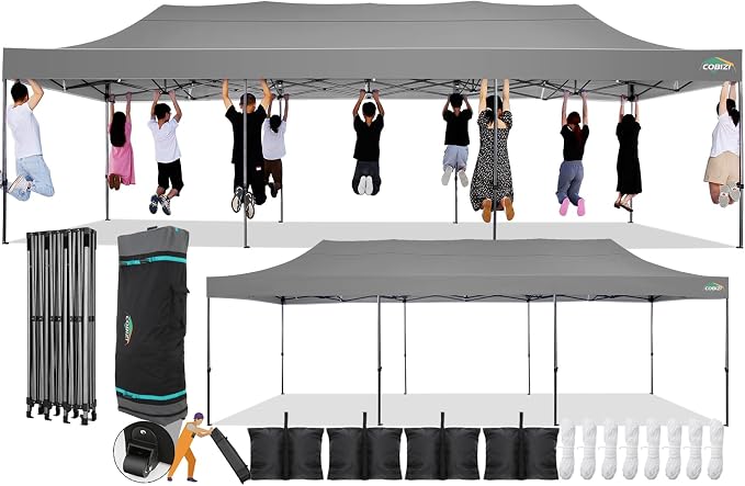 COBIZI 10x30 Pop Up Canopy Without Sidewall, Heavy Duty Canopy UPF 50+ All by COBIZI