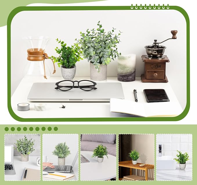 Fake Plants, Eucalyptus Greenery Plastic Fake Green Grass Plants - Image 2