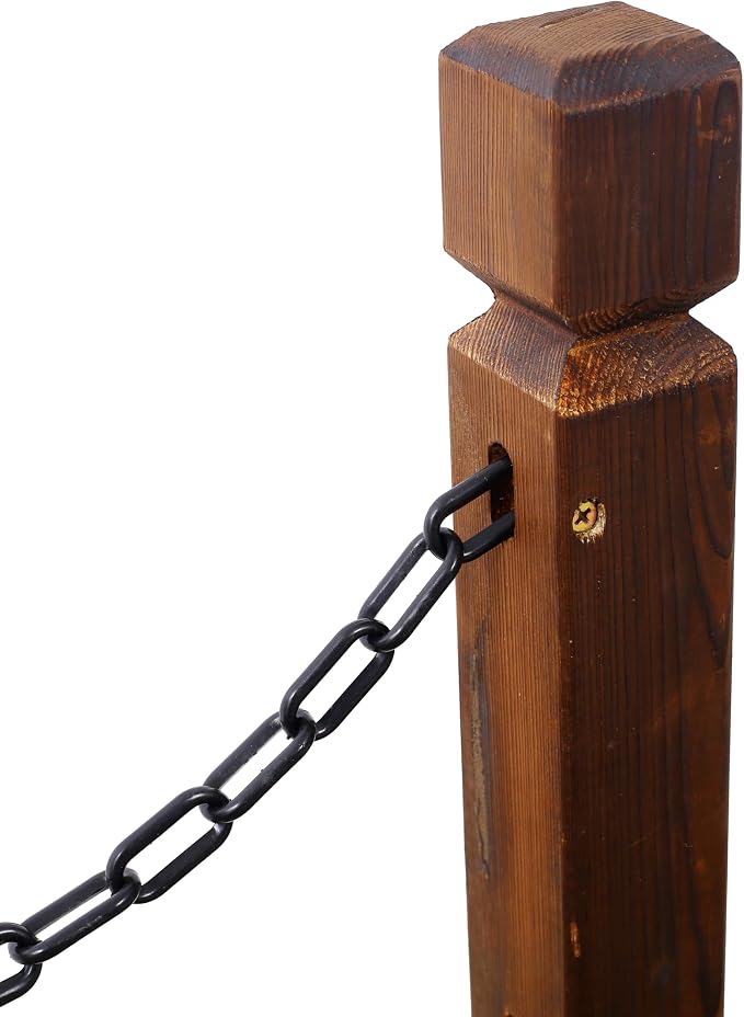 5FT Wooden Garden Bridge with Chain Handrails, Decorative Landscape Footbridge - Image 9