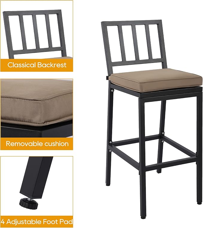 Outdoor Patio Bar Set, Bar Height Patio Dining Set, Weather-Resistant Bistro - Image 4