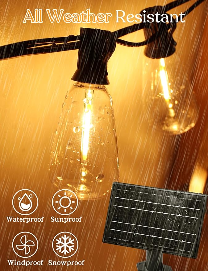 GHUSTAR 50ft Solar Outdoor String Lights - Image 3