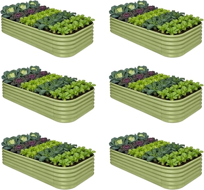 6-Pack Galvanized Raised Garden Bed 8x4x1.5 | 10x2x1.5 ft, Modular Raised by Annoell