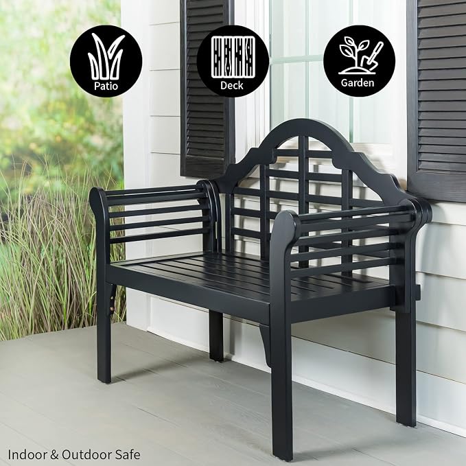 Plow & Hearth Weatherproof Lutyens Eucalyptus Wood Garden Bench | Foldable - Image 7