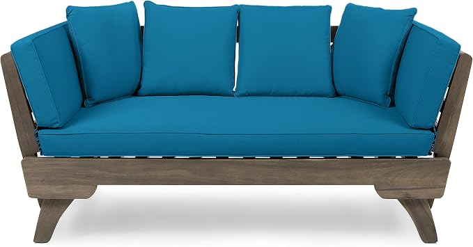 Christopher Knight Home Gary Patio Convertible Couch, Wooden Outdoor Daybed - Image 5