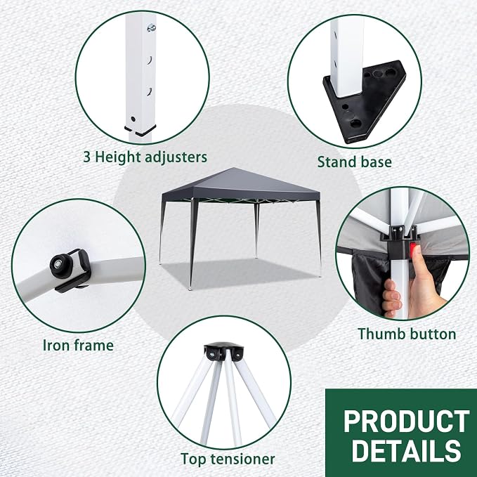 Outvita 10x10ft Ez Pop Up Outdoor Canopy Tent, Portable Commercial Instant Tent - Image 6