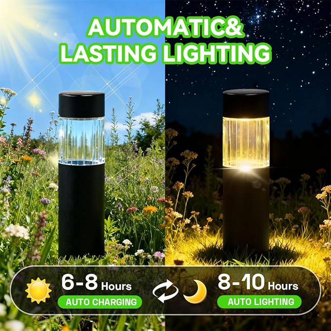 Solar Pathway Lights Outdoor Waterproof, 4 Pack Stainless Steel Stake Lights - Image 6