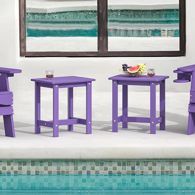 LUE BONA Outdoor Side Table Set of 2, HDPS Small Outdoor Table, Adirondack Side - Image 2