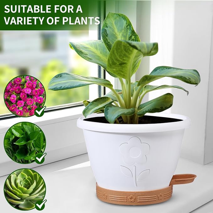 Plant Pots, Flower Pots for Indoor/Outdoor Plants, Self Watering Plastic - Image 7