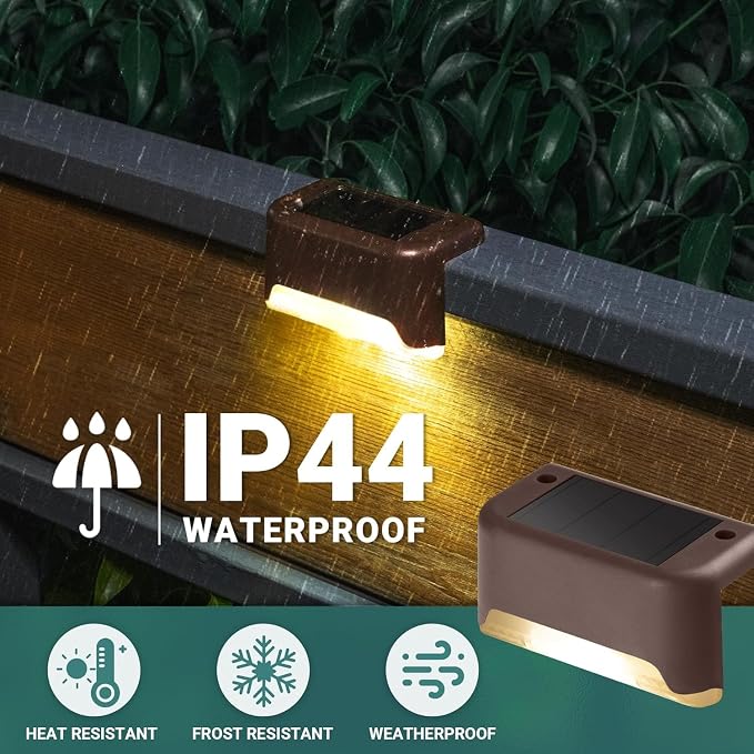 GIGALUMI 12 Pcs Solar Deck Lights, Bronze Finished Waterproof Led Solar Lamp - Image 5