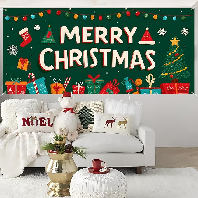 ANNA QUEEN Merry Christmas Gift & Tree Garage Door Banner 6 x 13FT, Holiday - Image 6