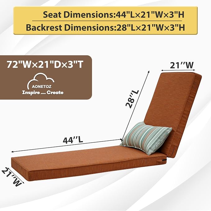Outdoor Chaise Lounge Cushions, Olefin Lounge Cushion, Rainproof Color - Image 2