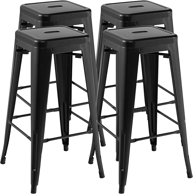 COSTWAY Bar Stools Set of 4, 30” Bar Height Metal Stools by COSTWAY