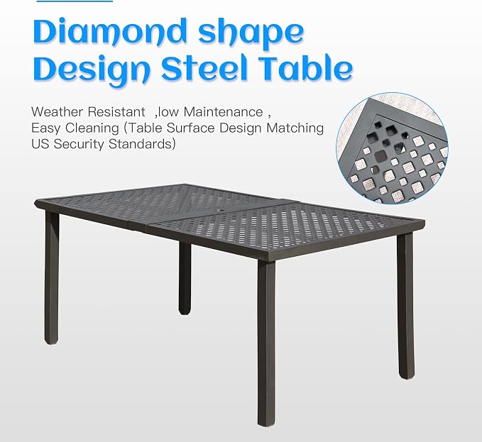 Domi 7 Pieces Patio Dining Sets All-Weather Metal Outdoor Modern Dining Sets - Image 3
