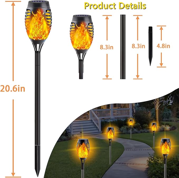10Pack Solar Lights Outdoor, Mini Solar Torch Lights - Image 7