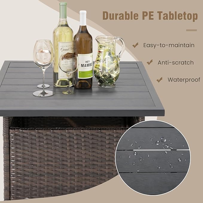 Tangkula Outdoor Wicker Table, Rattan Coffee Table - Image 6