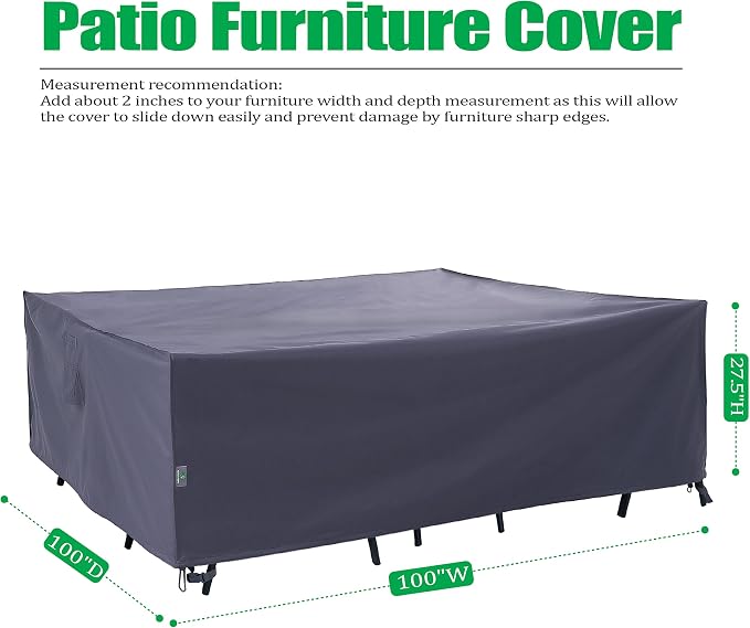 F&J Outdoors Patio Furniture Covers Waterproof UV Resistant Rip-stop Fabric - Image 2