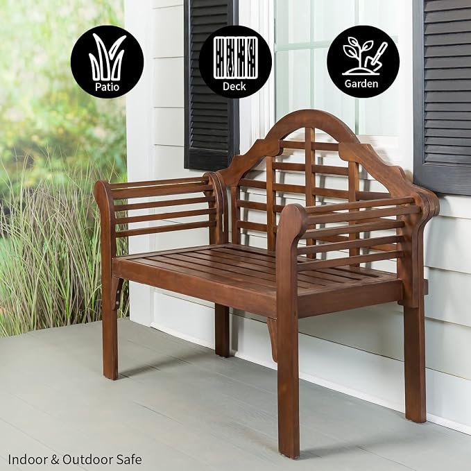 Plow & Hearth Weatherproof Lutyens Eucalyptus Wood Garden Bench | Foldable - Image 7