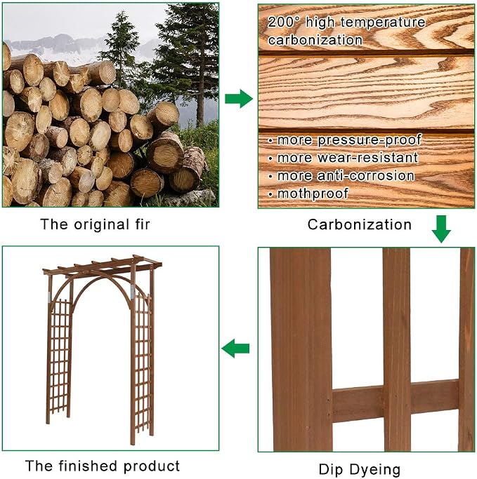 Outvita 7Ft Wooden Garden Arbor Arch, Wood Arbor Trellis, Pergola Archway - Image 5