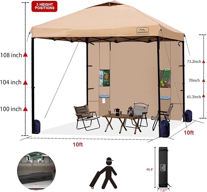 KAMPKEEPER 10x10 Easy Pop Up Canopy Tent - Image 4