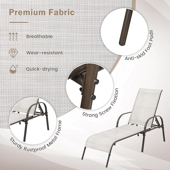Giantex Patio Lounge Chair, Outdoor Chaise Lounge - Image 5