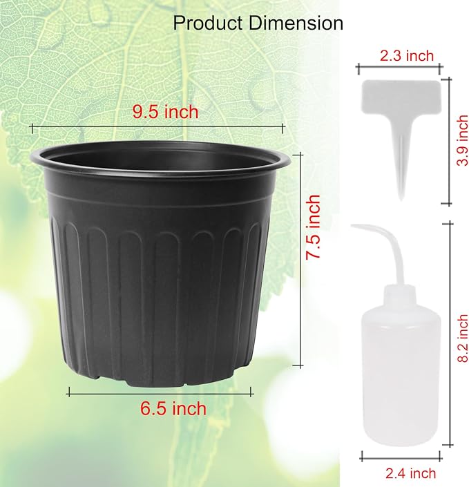 50-Pack 2.5 Gallon Flexible Plastic Plant Pots, Thickened Soft Seed Starting - Image 3