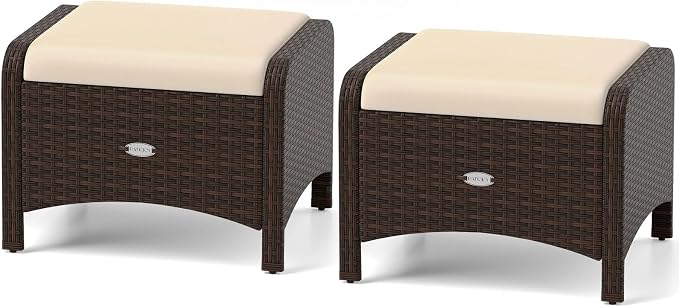 RELAX4LIFE Wicker Outdoor Ottomans by RELAX4LIFE