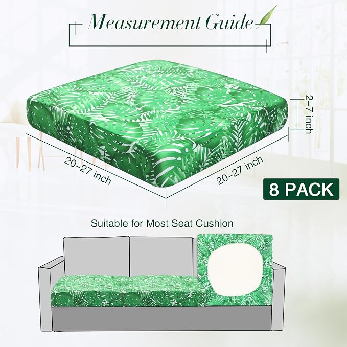 Newwiee 8Pcs Patio Cushion Covers Stretch Outdoor Cushion Cover Replacement - Image 2