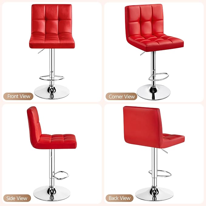 Yaheetech Bar Stools Set of 4, Adjustable PU Leather Swivel Barstools, Modern - Image 8