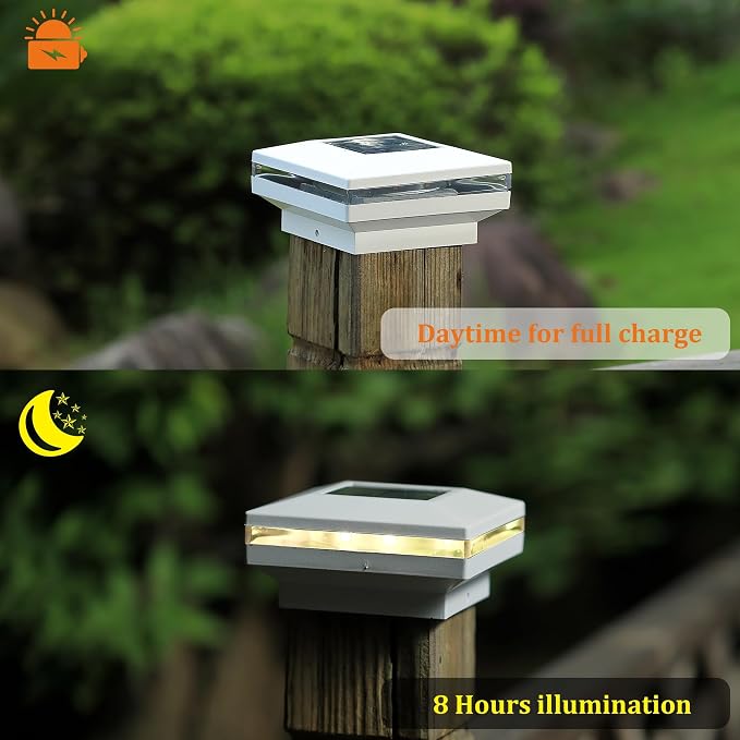 Dynaming 12 Pack Solar Post Lights, Outdoor Solar Powered Decorative Post Cap - Image 5