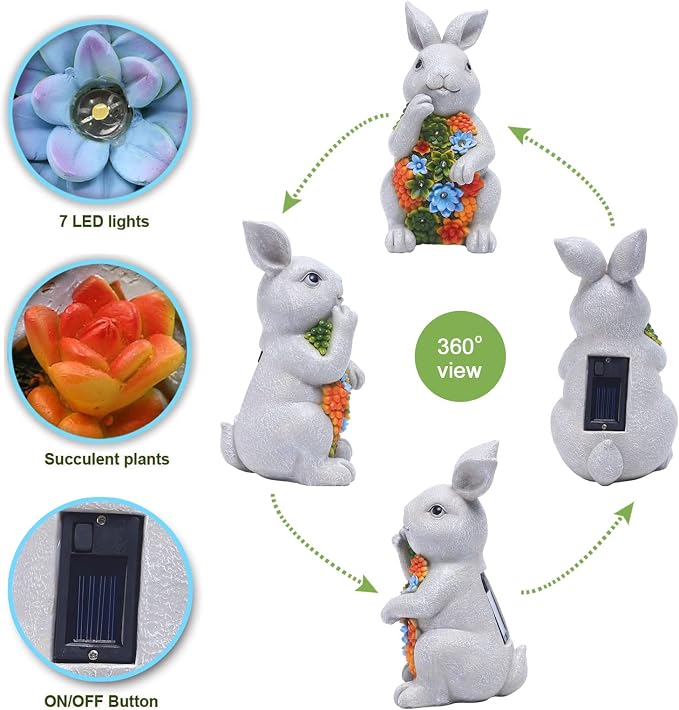 Nacome Solar Garden Outdoor Statues Bunny - Image 5