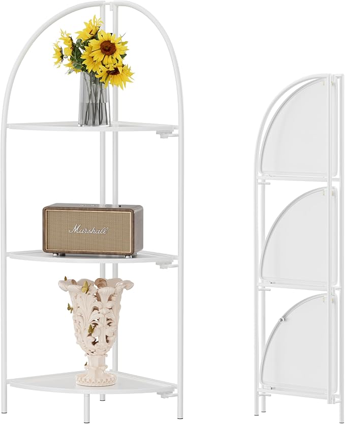 Crofy Foldable 3 Tier Corner Shelf, Metal Corner Plant Stand by CrofyLLC