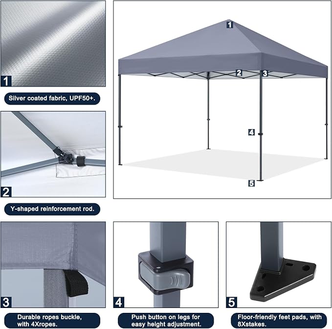 COOSHADE Durable Easy Pop Up Canopy Tent 12x12Ft - Image 4