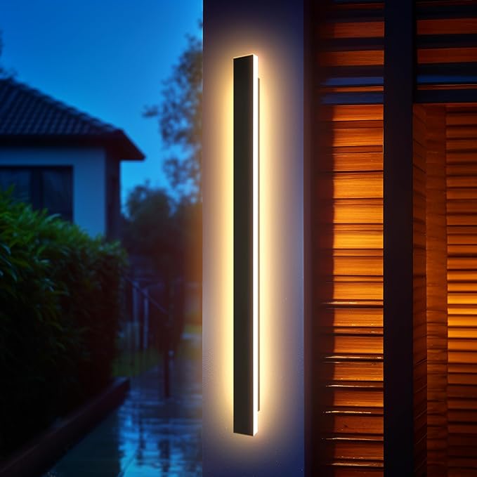 Outdoor Wall Light LED Long Wall Sconce 45.28in Ip65 Waterproof Black Modern by YCMGEAD