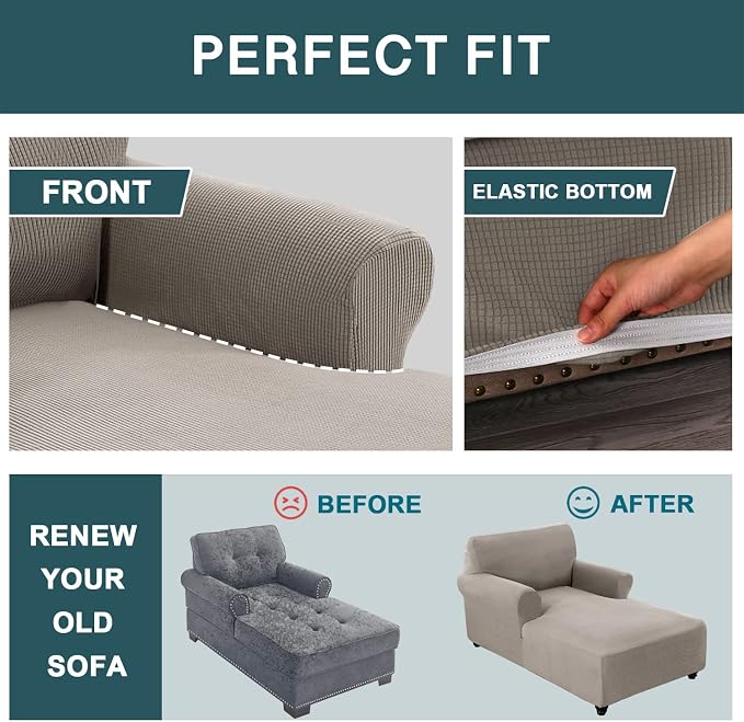 FantasDecor Chaise Lounge Cover Stretch Chair Lattice Slipcover - Image 6