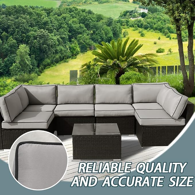 14Pcs Outdoor Cushion Covers Replacement Washable w/Zipper - Image 7