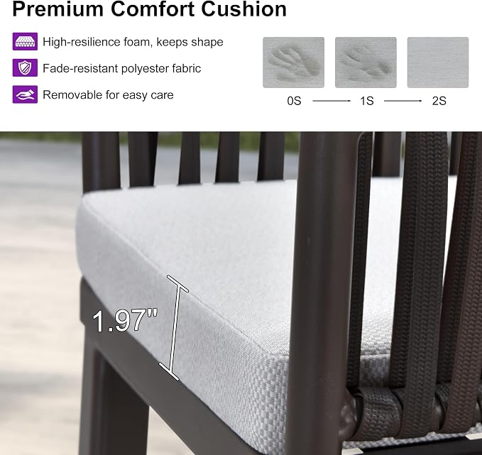 PURPLE LEAF Outdoor Counter Height Bar Stools Set of 2 Patio Metal Modern - Image 6