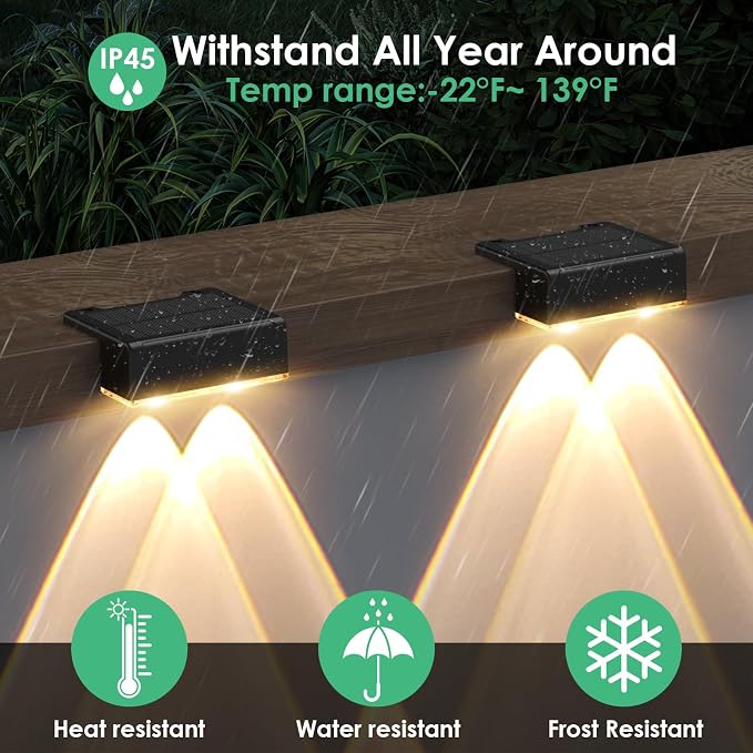 Derynome Solar Fence Lights Outdoor, RGB & Warm White & 6 Colors Dusk to Dawn - Image 6