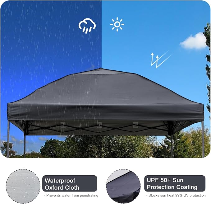10x10 Pop Up Canopy Tent with 2 Sidewalls, Easy Up Canopy Outdoor Party Sun - Image 5
