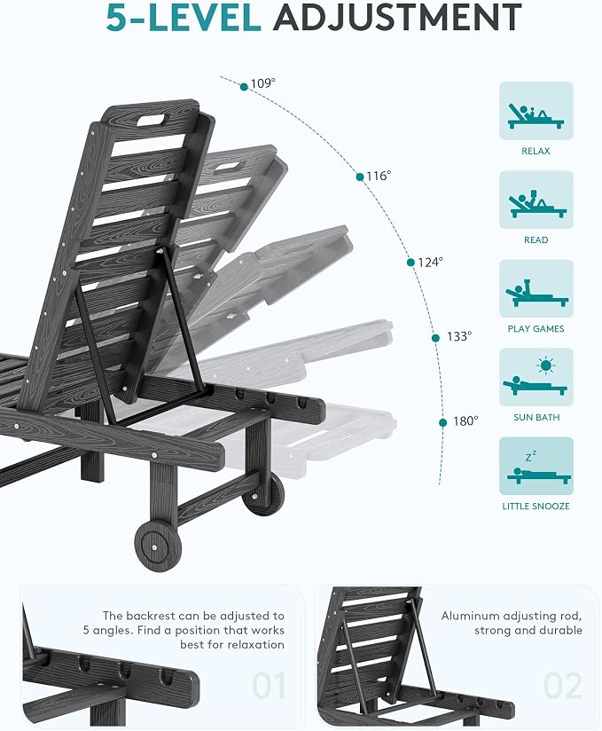 SERWALL Outdoor Chaise Lounge Set of 2 - Image 3