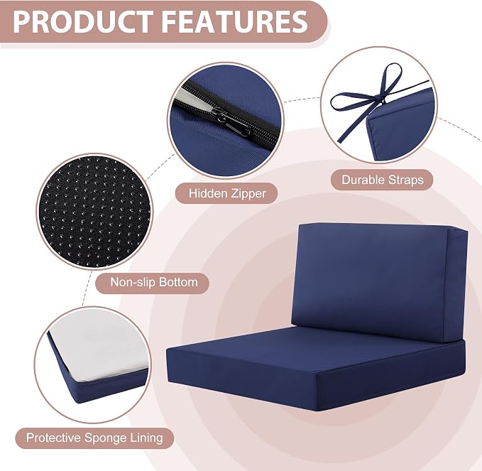 7-Piece Patio Furniture Cushions Set, Replacement Outdoor Cushions - Image 5