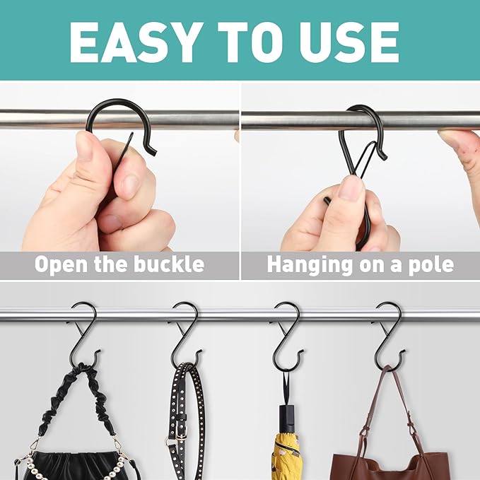 12 Pcs S Hooks for Hanging Heavy Duty, 3.5-inch Heavy Duty Metal S Hook - Image 4