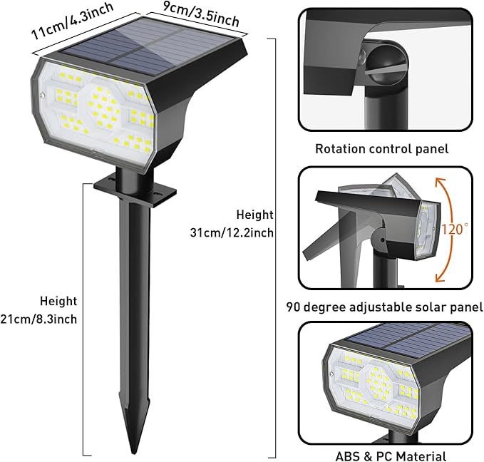 NYMPHY Solar Lights Outdoor Waterproof IP68, 56 LED 3 Lighting Modes Solar - Image 5