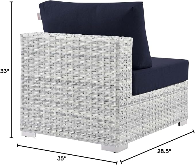 Modway EEI-4298-LGR-NAV Convene Outdoor Patio Chair Armless, Light Gray Navy - Image 3