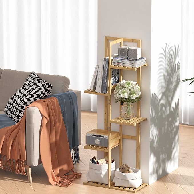 Laiensia Bamboo 5 Tier 6 Potted Plant Stand Rack Multiple Flower Pot Holder - Image 3