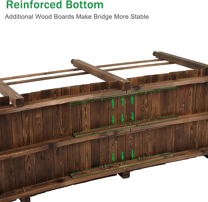 VINGLI 7.5 ft Garden Bridge, Arch Walkway Wooden Bridge - Image 3