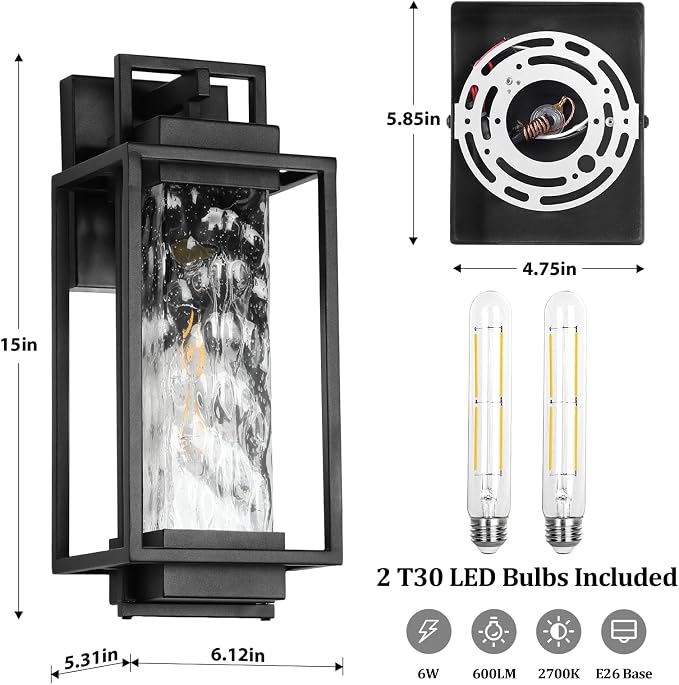 BesLowe 2-Pack Modern Outdoor Wall Lights - Image 6