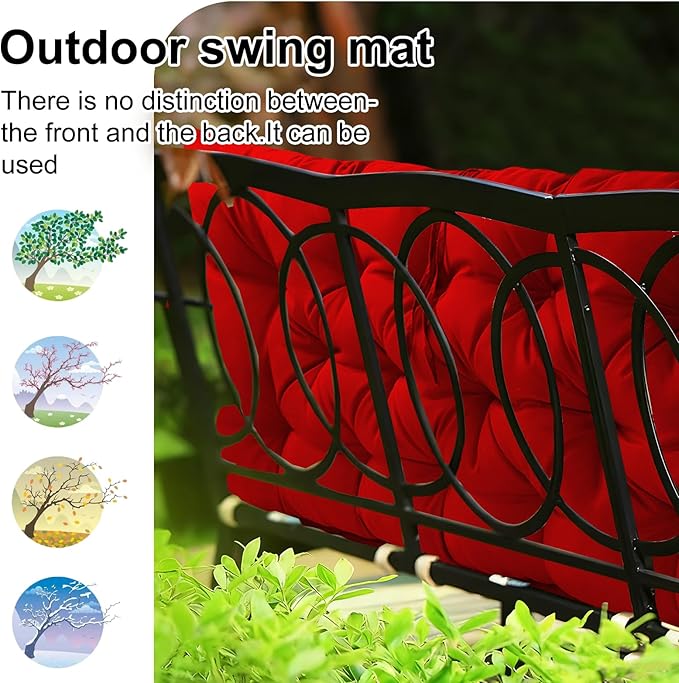 Waterproof Porch Swing Cushion Replacement, 2–3 Seat Swing Seat Cushion - Image 4